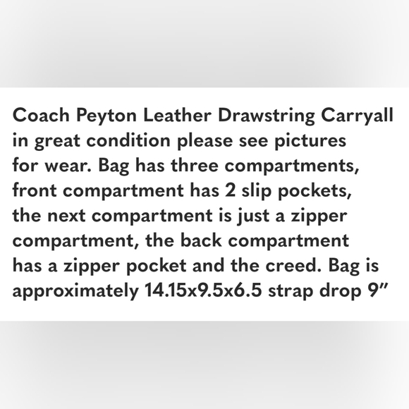 Coach Peyton Leather Drawstring Carryall - Picture 16 of 16